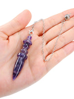 2 x Brand New Jovivi Gemstone Pendulum Esoteric Amethyst Pendant Made of Resin Radiesthesia Meditation Tensor Crystal Pendulum with Chain - RRP €50.4