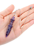 2 x Brand New Jovivi Gemstone Pendulum Esoteric Amethyst Pendant Made of Resin Radiesthesia Meditation Tensor Crystal Pendulum with Chain - RRP €50.4