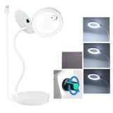 1 x RAW Customer Returns 10X 20X LED magnifying lamp white large adjustable hands free magnifying glass with light and stand hobbies reading crafts work desktop - RRP €50.24