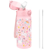 1 x RAW Customer Returns GOPPUS 550ml 18oz Children s Drinking Bottle Stainless Steel with Straw Leak-Proof Kanteen School Carbonated Water Bottle Kindergarten Toddler Bottle Insulated Bottle Boys Girls BPA-Free - RRP €18.79