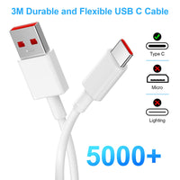 1 x RAW Customer Returns USB C Cable 3m, 6A 120W Turbo Charge for XiaoMi 11T 12T 13T Pro 14 USB Type C Cable Fast Charging Data Transfer Cable for Redmi Note 13 12 11 10 Pro 10s Mi 11 Lite 10T Pad 6 POCO X6 M6 Pro - RRP €15.61