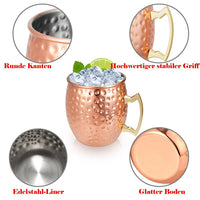 1 x RAW Customer Returns BVHOTO Moscow Mule Mugs, Set of 4, 4 x 18 oz Copper Mugs, 4 x Straws, Stainless Steel and Copper Plated Moscow Mule Mugs, Hammered and Handmade for Home, Bar, Party - RRP €25.1