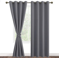 1 x RAW Customer Returns DWCN Curtain Opaque with Tiebacks Blackout Curtains with Eyelets 2 Pieces Thermal Curtain for Living Room Bedroom Curtains Blackout Curtain Heat Insulating Gray, 215 x 132 cm H x W  - RRP €31.99