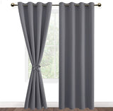 1 x RAW Customer Returns DWCN Curtain Opaque with Tiebacks Blackout Curtains with Eyelets 2 Pieces Thermal Curtain for Living Room Bedroom Curtains Blackout Curtain Heat Insulating Gray, 215 x 132 cm H x W  - RRP €31.99