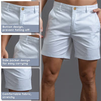 1 x RAW Customer Returns HOTIAN Men s Chino Shorts Summer Shorts Short Pants Breathable Bermuda Shorts 6 Inch Inseam Flat Stretch Shorts White S - RRP €25.99