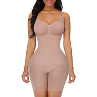 1 x RAW Customer Returns FeelinGirl Seamless Shapewear Full Body Body Shaper Tummy Control Butt Lift Butt Lifter Thigh Slimmer Overbust Shaping Bodysuits with Adjustable Strap Back Support Beige M L - RRP €36.28