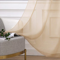 2 x Brand New MIULEE Set of 2 Voile Curtains with Eyelets Transparent Curtain Made of Voile Polyester Eyelet Curtain Transparent Living Room Airy Decorative Curtain for Bedroom Brown 260 x 140cm H x W , Grommet Top - RRP €57.44