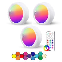 1 x RAW Customer Returns Battery-operated LED RGB spots with remote control, 13 color changing LED spot battery showcase lighting wireless cabinet lighting dimmable under-cabinet light kitchen LED lamp for sticking cabinet light - RRP €16.13