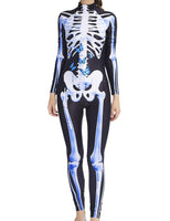 1 x RAW Customer Returns AIDEAONE Halloween Costume Women s Skeleton Unitard Jumpsuit Bone Skeleton Thin Catsuit Black S - RRP €25.54