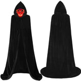 5 x Brand New Fover Grim Reaper Costume Cape with Hood with Horror EL Mask Halloween Skeleton Costume Cape Set for Women Men Vampire Cape Medieval Hooded Cape Grimm Reaper Costume Velvet Black FR020XL - RRP €100.8