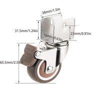 1 x RAW Customer Returns Kozuoan 4pcs U Type Swivel Casters, 50mm, with Brake, Soft Rubber, for Furniture, Flower Stands 16mm, 4 Brakes  - RRP €19.15