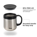 1 x RAW Customer Returns Tiken 340ml Thermal Mug Stainless Steel Coffee Mug with Handle Lid for Office Desk Work - RRP €19.15