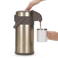 1 x RAW Customer Returns Olerd pump jugs thermos flasks coffee dispenser 4.0 liters, stainless steel double-walled pump vacuum insulated jug with pump mechanism, coffee carafe, jug for 24 cups gold  - RRP €59.99