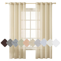 1 x RAW Customer Returns MIULEE Set of 2 Voile Curtain Sheer Linen Curtain with Eyelets Transparent Linen Look Curtain Eyelet Curtain Living Room Window Curtain Translucent Decorative Curtain Bedroom 140 x 300 cm W x H Beige - RRP €42.29