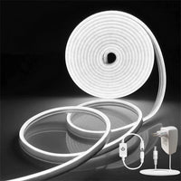 1 x RAW Customer Returns KSIBNW LED Neon Strip DC12V 5M, Dimmable 10 -100 , White, Flexible LED Strip with Power Supply, Waterproof IP65, SMD2835, for Indoor Home Kitchen Decoration, DIY Decoration - RRP €23.59