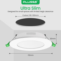 1 x RAW Customer Returns ALUSSO LED recessed spotlight 230V, 7W 550lm cold white 6500K ultra slim recessed lights, flat ceiling spots installation depth 30mm, IP44 LED spots for bathroom, living room, kitchen, set of 6 - RRP €29.65