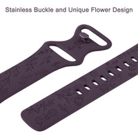 1 x Brand New Vancle Bracelet for Fitbit Charge 6 Bracelet Fitbit Charge 5 Bracelet for Women Men, Silicone TPU Bracelets, Flowers Engraved Watch Strap Adjustable Sport Replacement Bracelet, Large Dark Purple - RRP €36.0