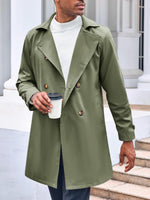 1 x RAW Customer Returns Feziakuk Men s Trench Coat Double Breasted Long Coat Lapel Autumn Winter Military Style Jacket Transition Jacket, Army Green XL - RRP €60.49