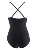 1 x RAW Customer Returns GOTIMAL V neck swimsuit women push up swimwear tummy control beachwear sporty swimsuit pure black L - RRP €37.01