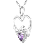 1 x Brand New JO WISDOM Women s Necklace Heart Sterling Silver 925, Chain Pendant Mother Daughter Celtic Claddagh with 3A Zirconia February Birthstone Amethyst Color, Jewelery for Women - RRP €52.6