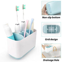 1 x Brand New PNOOFR 1 Piece Organizer Bathroom Toothbrush Holder Toothpaste Holder Electric Toothbrush Holder with Adjustable Dividers 4 Toothbrush Compartments 2 Storage Slots - RRP €20.4