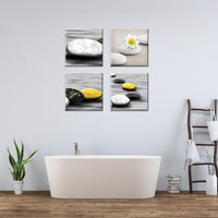 1 x RAW Customer Returns NUOLAN Kitchen Wall Art, 4 Pieces Canvas Wall Art for Living Room, Framed Stone Pictures for Bathroom Decor, 30x30cm - RRP €20.4