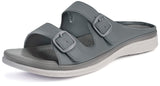 1 x Brand New Hsyooes Mules Women s Sandals Slippers Adjustable Strap Bath Slippers Non-Slip Beach Sandals Summer Open Slide Sandals Flat A-Grey CN41 EU40 - RRP €28.22