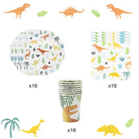 1 x Brand New JAHEMU Dinosaur Party Tableware Dinosaur Children s Birthday Decoration Tableware Dinosaur Decoration Birthday Napkins Cups Plates for Boy Girl 16 Guests - RRP €20.4