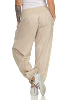 1 x RAW Customer Returns Women s trousers, harem pants, summer pants, plain beach pants, baggy pants, harem pants, leisure pants 401 34-40, beige  - RRP €22.9