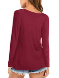 1 x RAW Customer Returns BeLuring Ladies Soft Comfy Tops Causal Long Sleeve tee Shirt Burgundy Size 8 10 - RRP €24.48