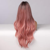 2 x Brand New Women s Pink Wig 24 Inch Long Ombre Wavy Natural Heat Resistant Synthetic Wig For Daily Party Use - RRP €48.0