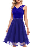 1 x Brand New DRESSTELLS Women s Dresses Lace Dress Cocktail Dress Formal Ball Gown Bridesmaid Dresses for Wedding Knee-Length Evening Dresses Royal Blue L - RRP €49.4