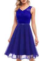 1 x RAW Customer Returns DRESSTELLS Women s Dresses Lace Dress Cocktail Dress Formal Ball Gown Bridesmaid Dresses for Wedding Knee-Length Evening Dresses Royal Blue L - RRP €49.4