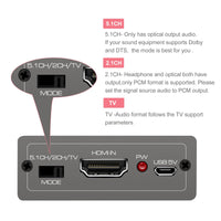 1 x RAW Customer Returns VEDINDUST 4K 60Hz HDMI Audio Extractor HDMI Audio Splitter to HDMI Optical with 3.5mm Stereo HDMI Optical Adapter Support HDCP DTS 5.1 PCM EDID Management for HDTV PS4 Blu-ray Amplifier etc - RRP €28.99