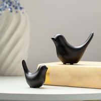 1 x RAW Customer Returns Moaobooh 2 Piece Bird Figurines Modern Animal Sculptures Ceramic Sculpture Home Decor for Living Room Bedroom Office Desk Cabinets Black  - RRP €16.99