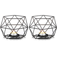 10 x Brand New Nuptio Black Tealight Holder, Metal Candle Holder with Geometric Tea Light, Pillar Candle Holder Centerpieces for Coffee Tables for Home Decor, Anniversary Ceremony, 2 Pieces - RRP €160.0