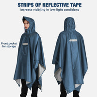 1 x RAW Customer Returns Anyoo Lightweight Waterproof Rain Poncho Rain Jackets with Sleeves Ventilated Multipurpose Raincoat with Hood Protective Blanket Shelter Tarp for Outdoor Camping Hiking Fishing, Steel Blue, One Size - RRP €24.19