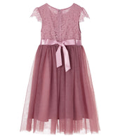 1 x RAW Customer Returns Ugitopi Girls Dress Kids Tulle Party Princess Dress Dusty Rose 140  - RRP €30.97