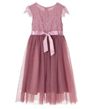 1 x RAW Customer Returns Ugitopi Girls Dress Kids Tulle Party Princess Dress Dusty Rose 140  - RRP €30.97