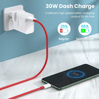 1 x RAW Customer Returns TITACUTE for OnePlus Dash Charger, 5V 6A OnePlus Charger with Dash Charge Cable 1m USB C Fast Charging Power Supply 30W for OnePlus 10 Pro Nord 2T Nord CE Nord N200 N20 8 Pro 8 7T, VOOC Fee for Oppo - RRP €26.54