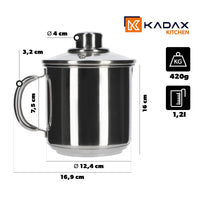 1 x RAW Customer Returns KADAX stainless steel pot with glass lid, 1.2L induction cooking pot with handle, milk pot, lid with steam hole, universal pot for all types of stoves - RRP €24.19