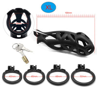 1 x RAW Customer Returns ChicLSQ Ventilation Penis Cage Chastity Belt Set with 4 Cock Rings Small Chastity Chastity Cage Man Bondage Extreme for Men Chastity Penis Cage Black XL  - RRP €34.27