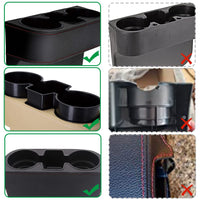 1 x RAW Customer Returns Ruucy Car Cup Holder Cup Holder PU Leather Cup Holder Car Organizer Storage Box Drink Holder for Coffee, Drink, Bottle, Milk With 4 Car Hooks 2 Car Coasters-Black  - RRP €19.61