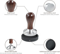 1 x RAW Customer Returns USEAMIE Coffee Tamper Espresso Press with Tamper Mat, 304 Stainless Steel Flat Bottom Wooden Handle for Coffee Grounds Barista Espresso Machines Accessories 53mm  - RRP €24.61