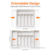 1 x RAW Customer Returns Lifewit Cutlery Holder, Expandable Utensil Holder for Drawer, Adjustable Cutlery Tray, Compact Cutlery Insert for Drawers Made of Plastic for Spoons, Forks, Knives, Large, White - RRP €19.39