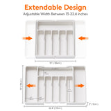 1 x RAW Customer Returns Lifewit Cutlery Holder, Expandable Utensil Holder for Drawer, Adjustable Cutlery Tray, Compact Cutlery Insert for Drawers Made of Plastic for Spoons, Forks, Knives, Large, White - RRP €19.39