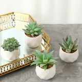 1 x RAW Customer Returns Mini artificial succulent plants, 4 pieces of artificial plants for outdoor use with small pot, artificial succulents, small artificial plants decoration for living room, bedroom, bathroom, office decoration, green - RRP €24.99