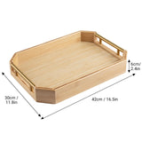 1 x RAW Customer Returns PARMEDU Natural Bamboo Serving Tray Large Size Thickened Wooden Breakfast Tray with Ergonomic Aesthetic Metal Handles for Serving Food, Breakfast, Tea, Coffee - RRP €28.99