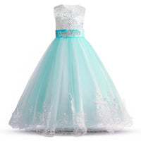 1 x RAW Customer Returns TTYAOVO Princess Dress Girls Elegant Dress Princess Layered Tulle Wedding Dresses Size 160 12-13 Years 406 Blue - RRP €40.78