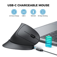 1 x RAW Customer Returns iClever Wireless Vertical Ergonomic Mouse, Rechargeable Mouse Wireless with Mouse Jiggler, Quiet 2.4G USB Wireless Mouse for Laptop, Computer Wireless Mouse for PC, Windows, MAC OS-Black - RRP €12.1